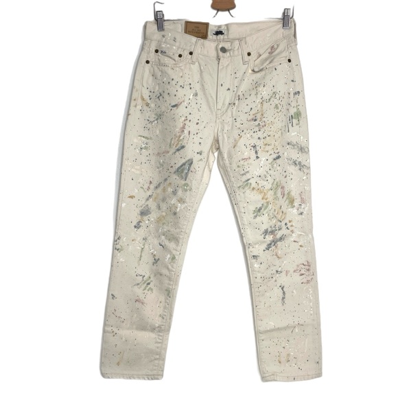 Polo Ralph Lauren Avery Boyfriend White Paint Splatter Jeans - Picture 1 of 15